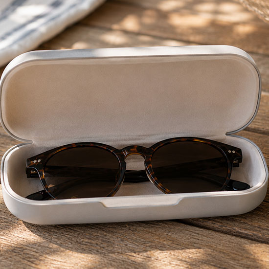 Sonnenbrille liegt in einem Etui